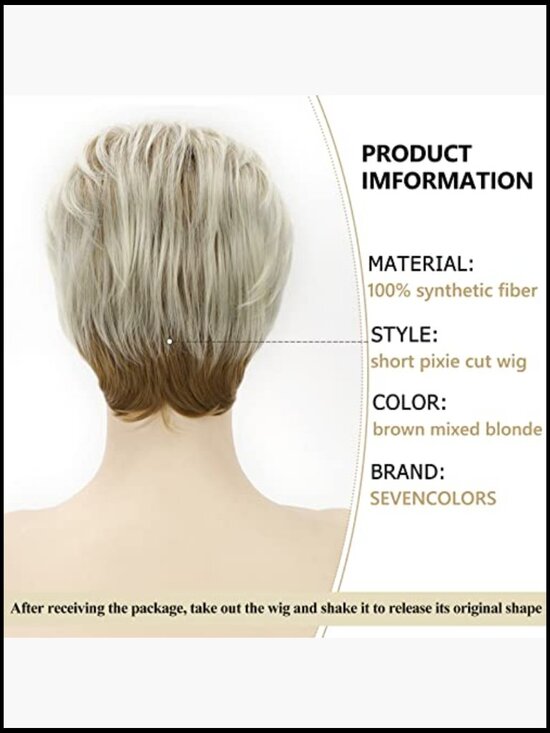 Layered Short Pixie Cut Wig with Bangs Synthetic Heat Resistant Hair